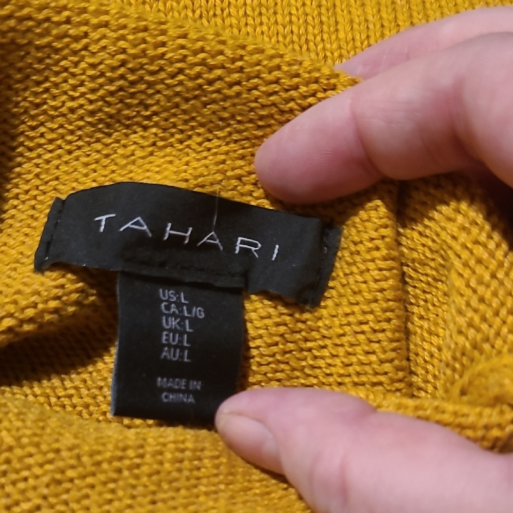 Tahari Mustard Yellow Women's Cowl Neck Sweater - Picture 4 of 4
